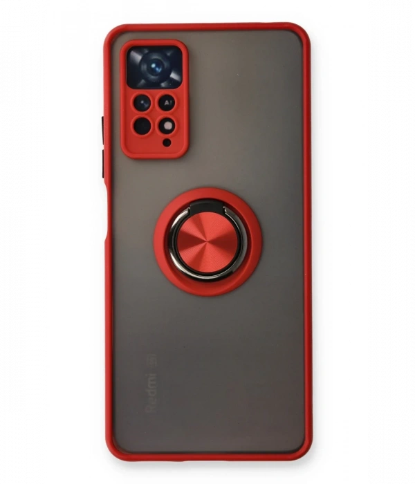 Xiaomi Redmi Note 11 Pro Kılıf Montreal Yüzüklü Silikon Kapak - Kırmızı