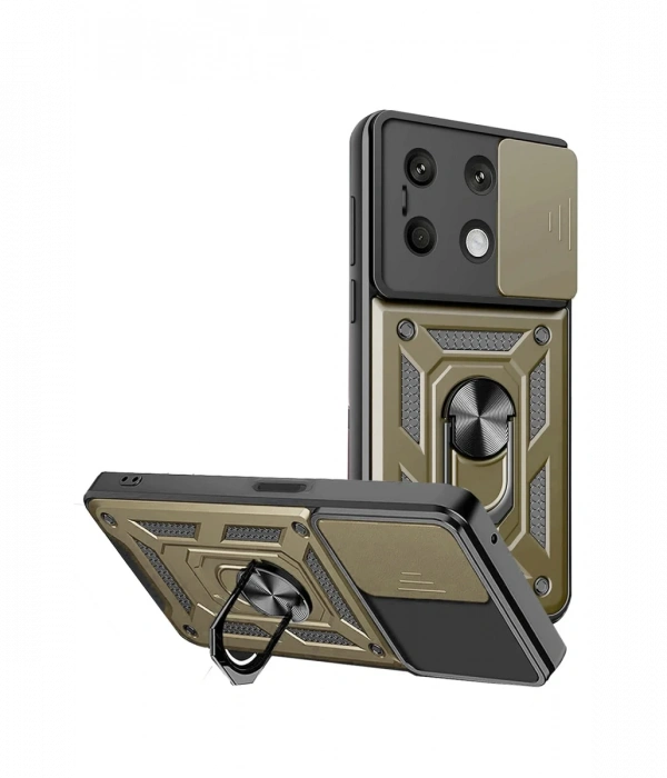 Joy Tekno Xiaomi Redmi Note 13 4G Kılıf Pars Lens Yüzüklü Silikon - Gold