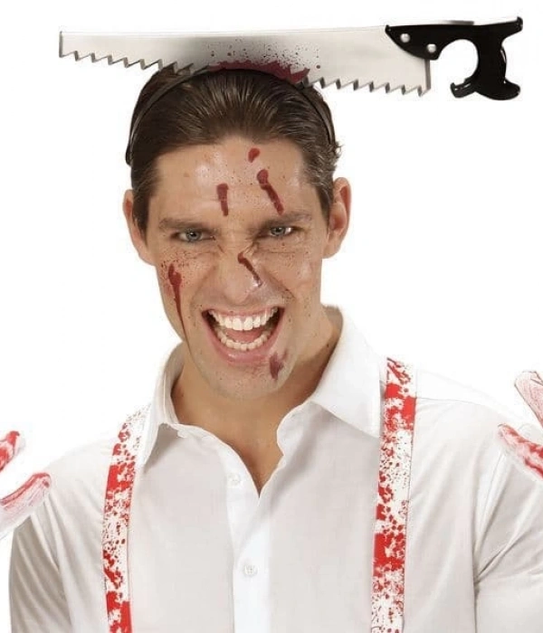Kafaya Saplanmış Halloween Kanlı Testere Şaka Tacı
