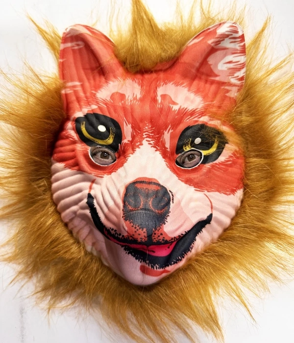 Kahverengi Saçlı Peluş Tilki Maskesi Mega Peluş 24 No