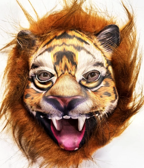 Kahverengi Saçlı Yeleli Aslan Kaplan Kurt Maskesi Mega Peluş 28 No