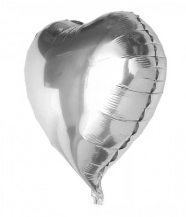Kalp Balon Folyo Gümüş 60 Cm 24 İnç