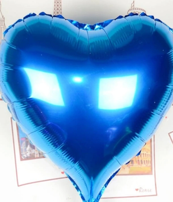 Kalp Uçan Balon Folyo Mavi 80 Cm 32 İnç