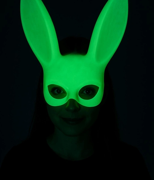 Karanlıkta Parlayan Fosforlu Tavşan Maskesi – Glow Bunny Masquerade Maske (32x22 Cm)