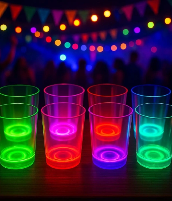 Karanlıkta Yanan Gece Işığı Mega Glow Bardaklar 8 Adet 8.5 X 10.5 Cm