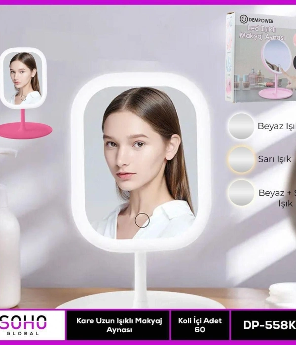 Kare Uzun Işıklı Makyaj Aynası