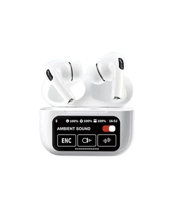 Karler Bass A9 Pro Aktif Gürültü Engelleyici Özellikli Dijital Ekranlı Airpods Bluetooth Kulaklık - Beyaz