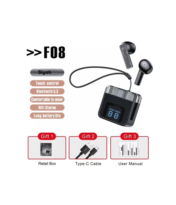 Karler Bass F08 Dijital Şarj Göstergeli TWS Bluetooth Kulaklık