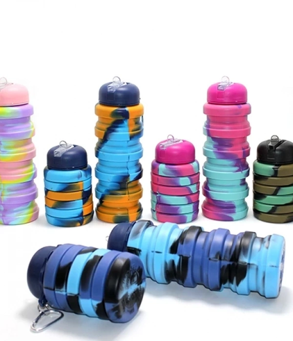 Katlanabilir Portatif Silikon Su Şişesi 500 Ml Alk3140