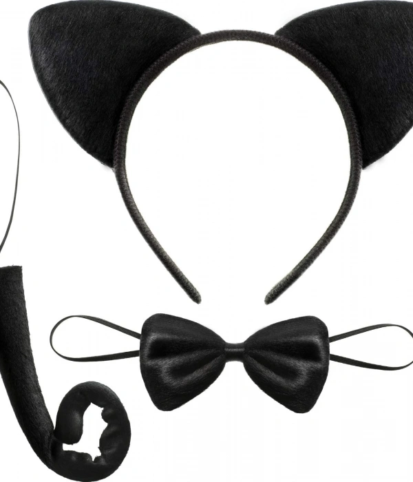 Kedi Kostüm Taç Kuyruk Papyon Seti 1 Adet