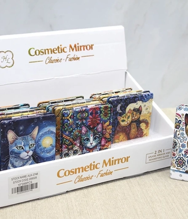 Kedi Taşlı El Aynası Dikdörtgen İnce Alk3748