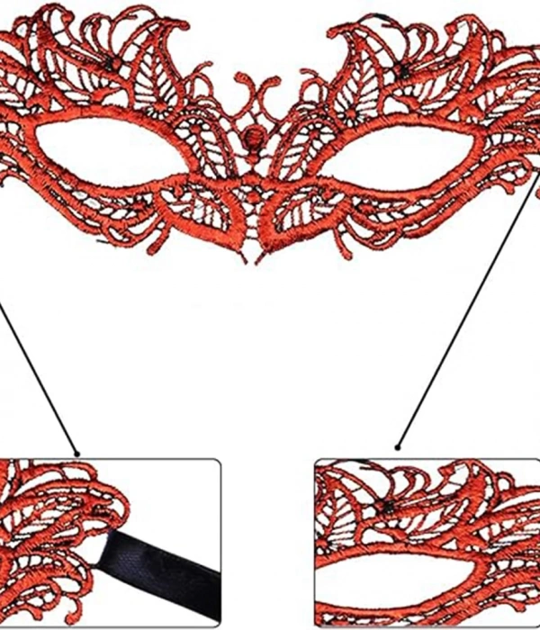 Kırmızı Dantel Masquerade Maskesi 5 No