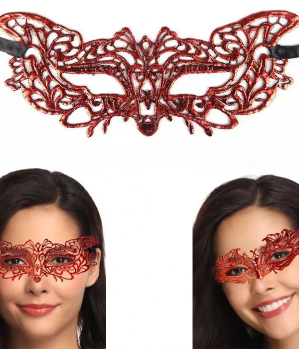 Kırmızı Dantel Masquerade Maskesi 9 No