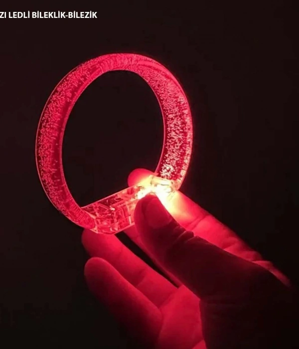 Kırmızı Led Işıklı Baskı Yapılabilen Pilli Bileklik Bilezik 1,5 Cm Genişlik