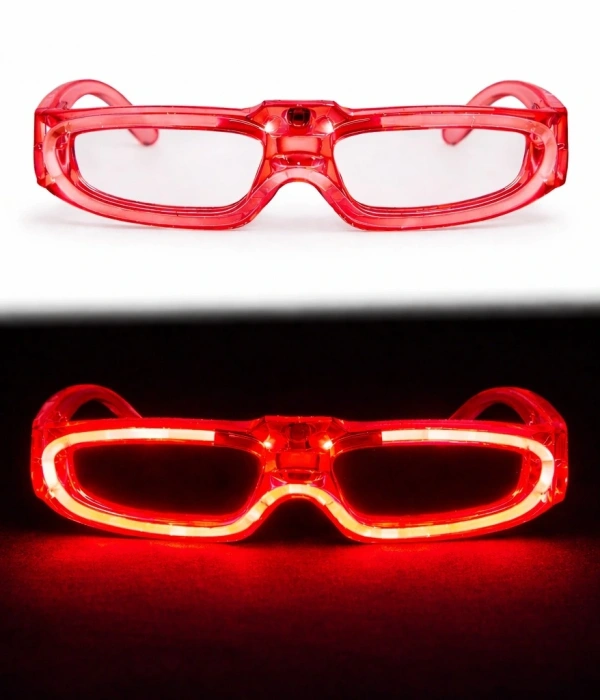 Kırmızı Led Işıklı Parti Gözlüğü 3 Modlu – Glow  Gece Eğlence Gözlüğü