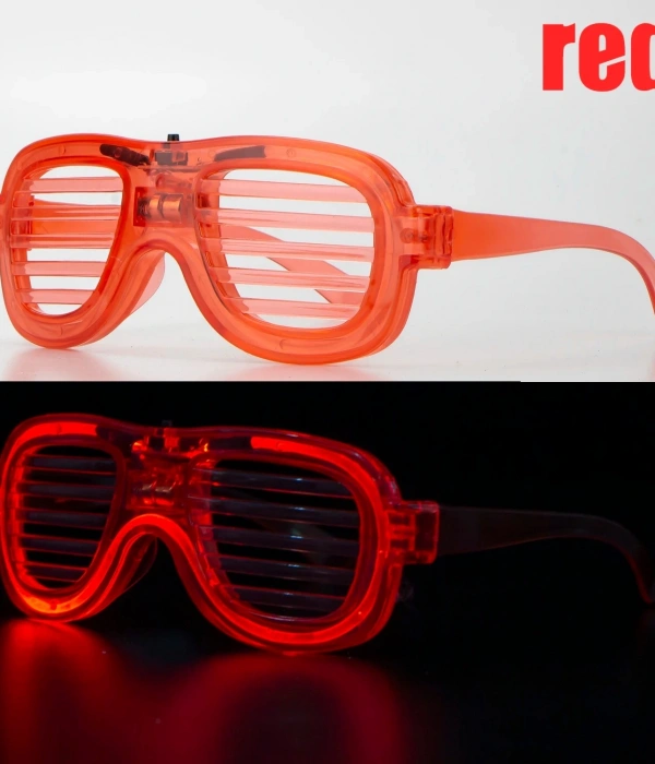 Kırmızı Led Işıklı Parti Gözlüğü - Neon Glow Şerit Gözlük 3 Modlu