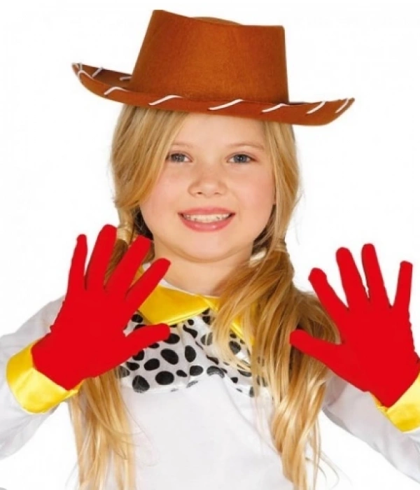 Kırmızı Renk Çocuk Boy Likralı Pandomim Eldiveni