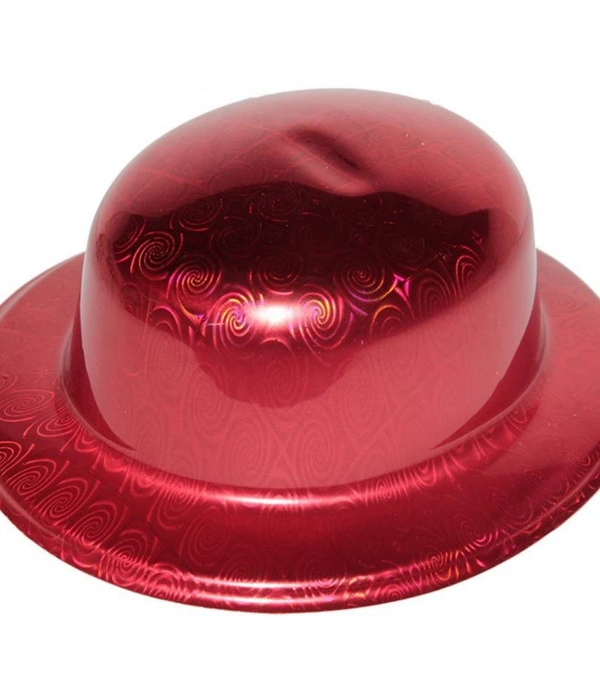 Kırmızı Renk Hologramlı Plastik Yuvarlak Melon 27x24 Cm