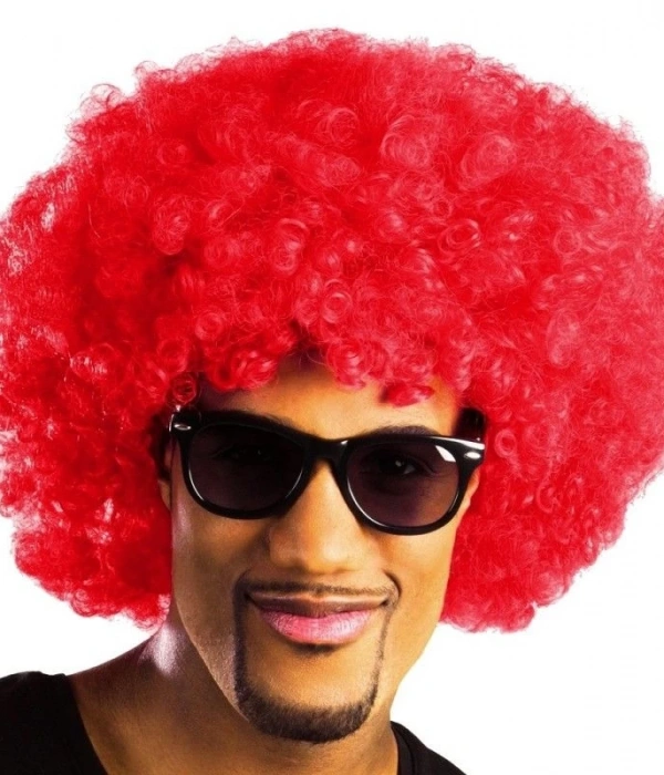 Kırmızı Renk Kıvırcık Afro Bonus Peruk