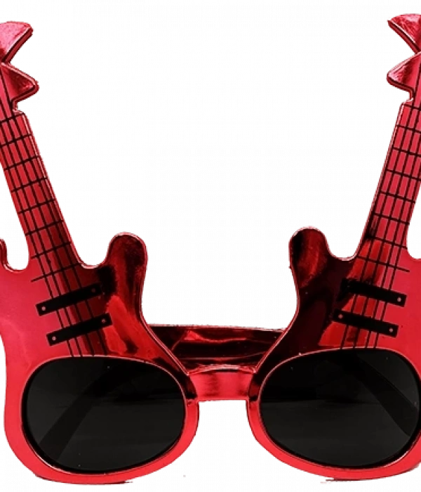 Kırmızı Renk Rockn Roll Gitar Şekilli Parti Gözlüğü 15x15 Cm