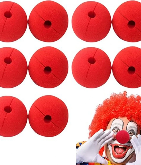 Kırmızı Renk Sünger Palyaço Burnu Takma Burun 10 Adet