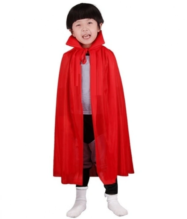 Kırmızı Renk Yakalı Pelerin Çocuk Boy 90 Cm