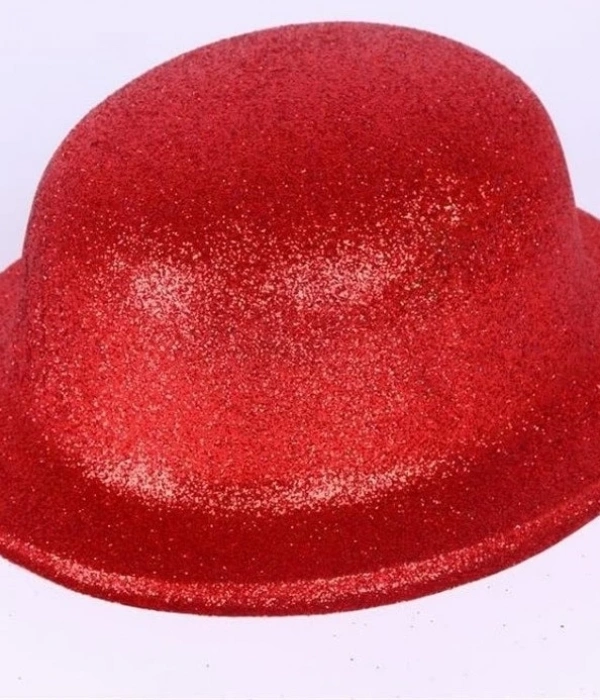 Kırmızı Renk Yuvarlak Simli Plastik Parti Şapkası