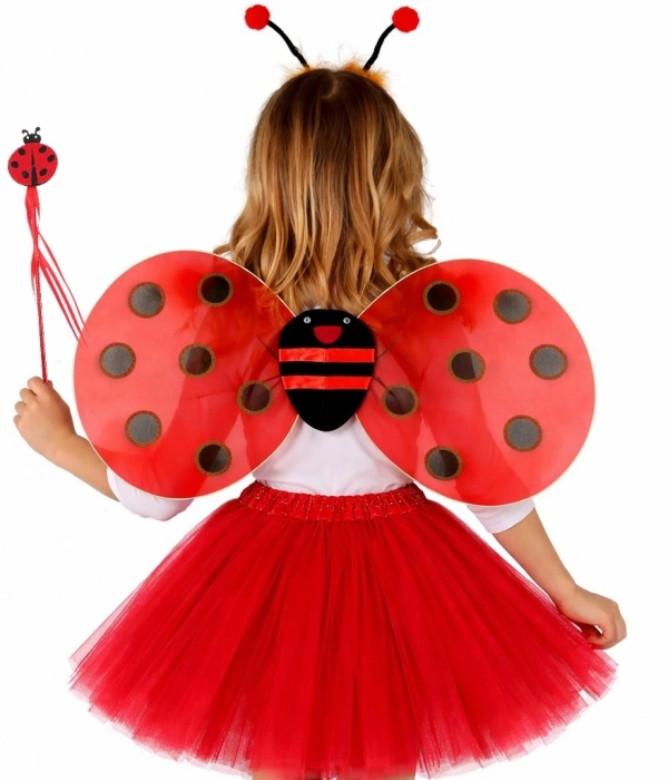 Kırmızı Uğur Böceği Ateş Böceği Kostüm Seti - (tütü, Kanat, Taç, Asa)