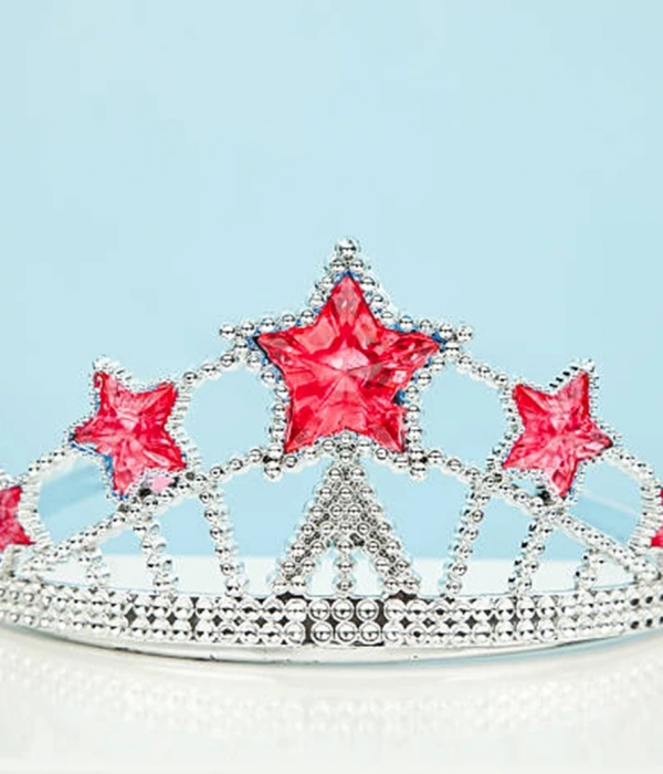 Kırmızı Yıldız Taşlı Plastik Kraliçe Prenses Elsa Tacı Çocuk Boy