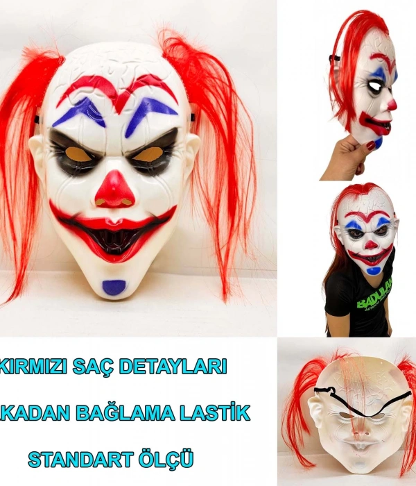 Kızıl Saçlı Joker Palyaço Maskesi
