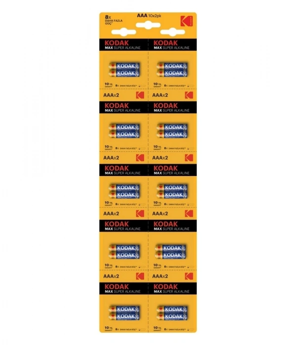 Kodak 20 Adet Max Super Alkalin 2’li Ayrılabilir Kartela İnce Pil
