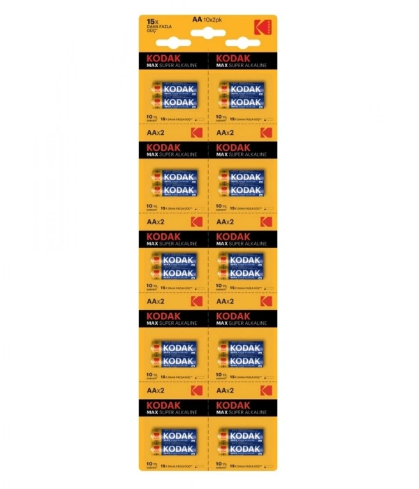 Kodak 20 Adet Max Super Alkalin 2’li Ayrılabilir Kartela Kalem Pil