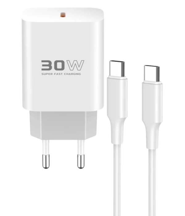 Konfulon C87C 30W Type-C Çıkışlı Ekstra DL51 1M Type-C to Type-C Kablolu PD Şarj Cihazı - Beyaz