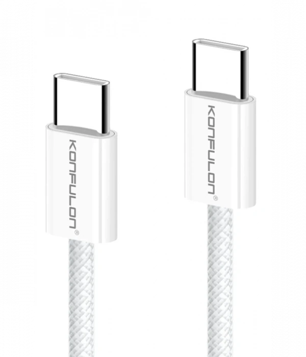 Konfulon DC130 2M 60W Type-C to Type-C Örgülü Hızlı Şarj Kablosu - Beyaz