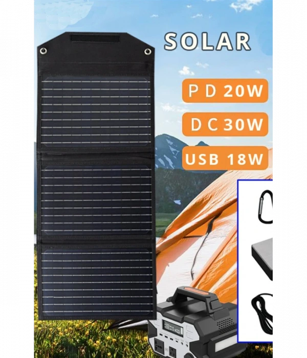 Konfulon SH-03 30W Hızlı Şarj Taşınabilir Güneş Enerji Paneli Şarj İstasyonu - Siyah