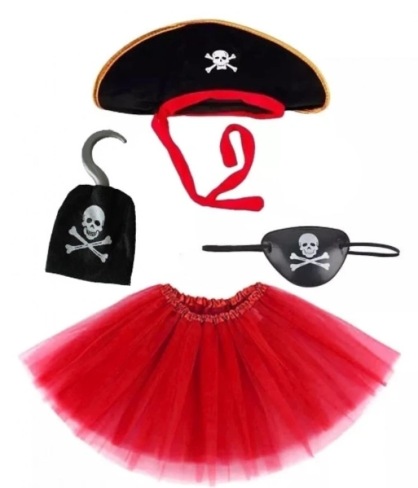 Korsan Şapkası Eteği Kancası Ve Göz Maskesi Kostüm Seti Kız Çocuk