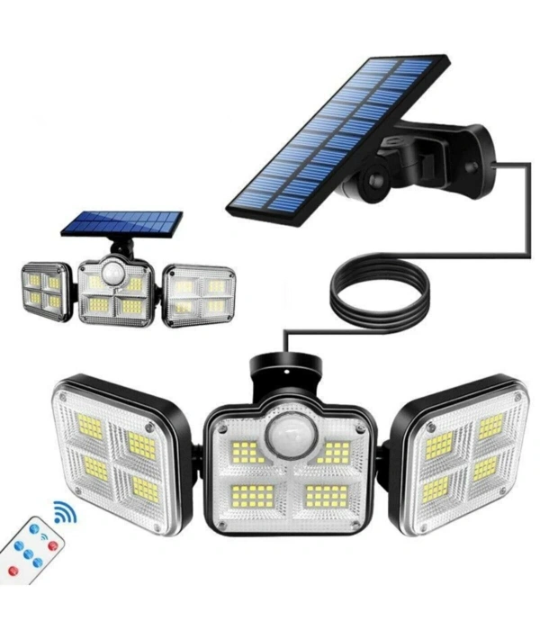 Kumandalı Solar Güneş Enerjili 122 Ledli Hareket Sensörlü Bahçe Aydınlatma Sokak Lambası