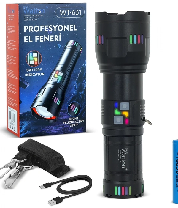 Lazer Etkili Profesyonel El Feneri  Wt-631- 30,000 Lümen