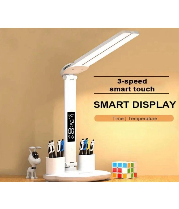 Led Dokunmatik Katlanabilir Masa Lambası Takvim Sıcaklık Saat Şarjlı Masa Lambası
