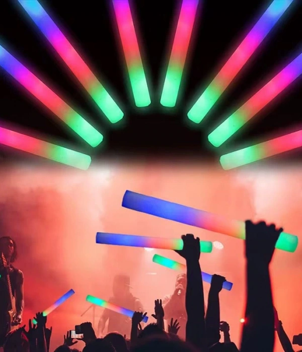 Led Işıklı 3 Modlu Kauçuk Işıklı Sünger Parti Çubuk Sopa - 46 Cm (6’lı Paket)