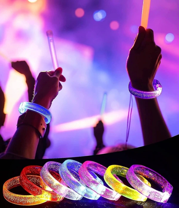 Led Işıklı Pilli Işıklı Rengarenk Kalın Bileklik Işıklı Bilezik Karışık Renk 1 Adet