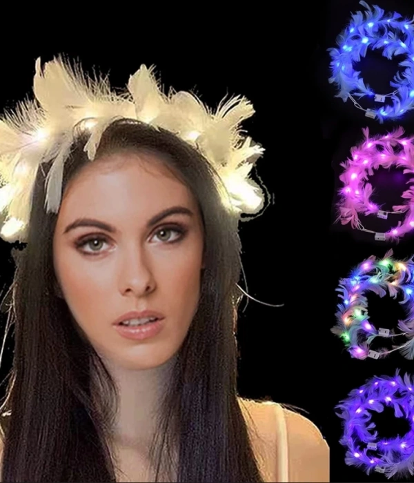 Led Işıklı Rengarenk Yanan 3 Fonksiyonlu Otrişli Parti Tacı Beyaz Renk 12x12 Cm