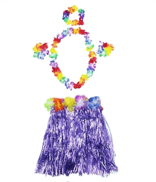 Luau Aloha Hawaii  Kolye Etek Taç Ve Bileklik Seti Mor