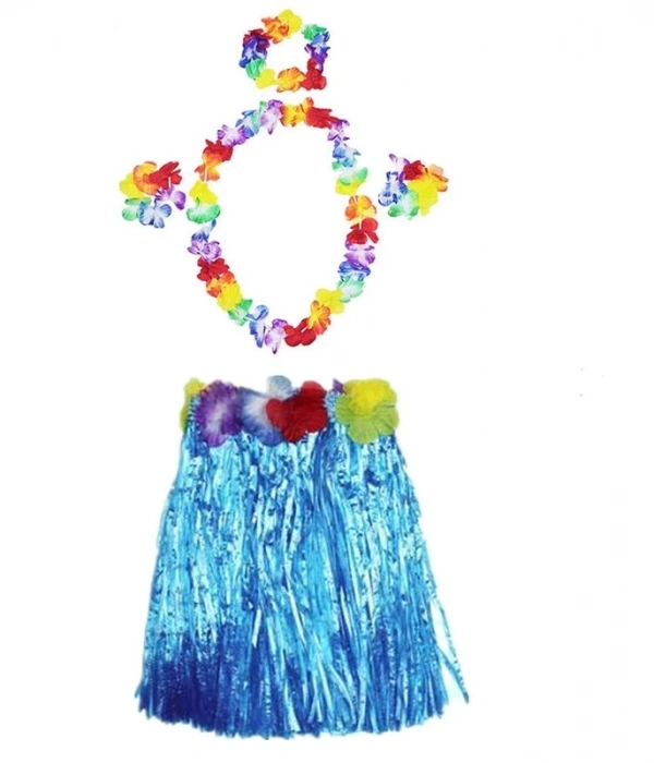 Luau Aloha Hawaii Partisi  Etek Taç Ve Bileklik Seti Mavi