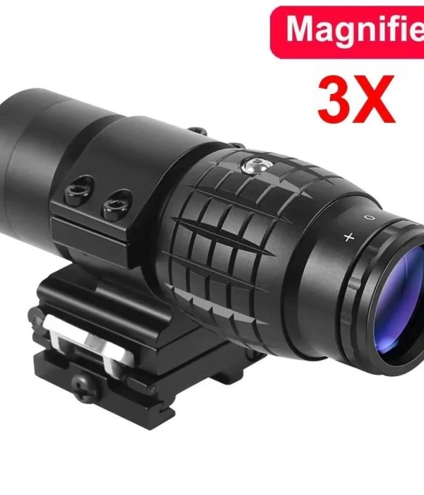 Magnifier 3x Yakınlaştırmalı Dürbün  22mm Ray Uyumlu, Katlanır Yaylı Ayaklı