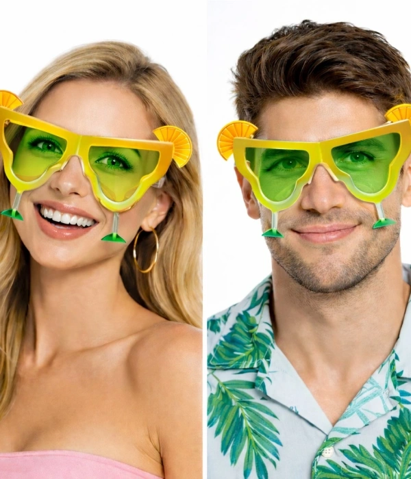 Margarita Bardak Şeklinde Parti Gözlüğü Sarı 16x8 Cm