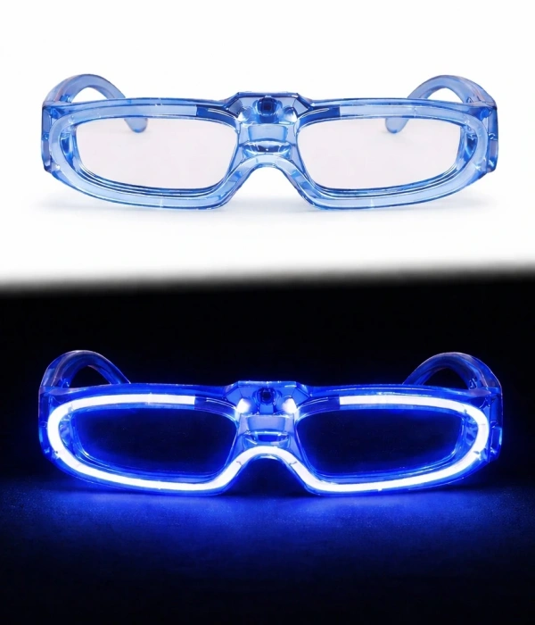Mavi Led Işıklı Parti Gözlüğü 3 Modlu – Glow  Gece Eğlence Gözlüğü
