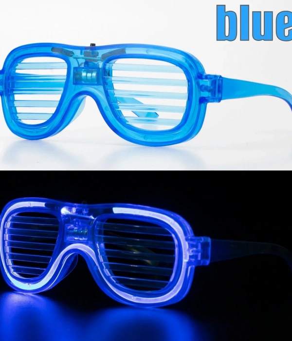 Mavi Led Işıklı Parti Gözlüğü - Neon Glow Şerit Gözlük 3 Modlu