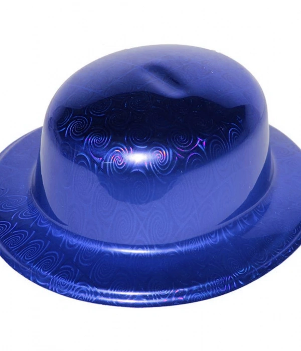 Mavi Renk Hologramlı Plastik Yuvarlak Melon 27x24 Cm