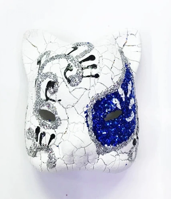 Mavi Renk İşlemeli Seramik Malzemeden İmal Venedik Kedi Model Magnet